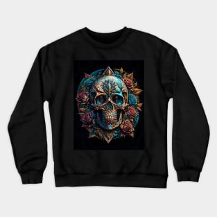 Skull & Roses (1) - Trippy Psychedelic Skulls Crewneck Sweatshirt